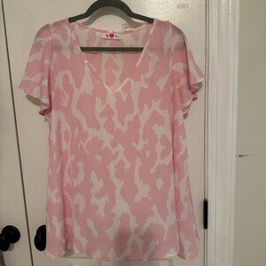 Buddy Love Pink and White Print Blouse
